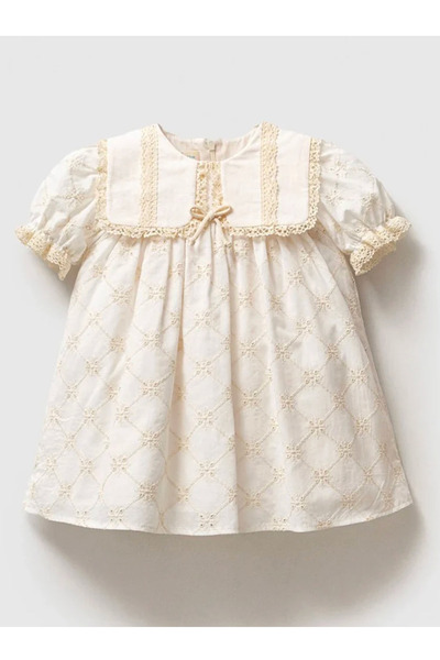 Momercy Lily Fisto Detaylı Brodeli Kız Bebek Elbise