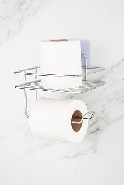 UG Home Chrome Adhesive Refillable Toilet Roll Holder Wc Toilet Paper Hanger ...