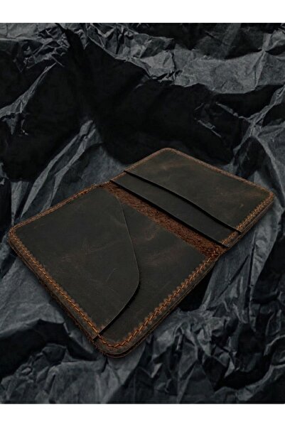 LAYDA محفظة/حامل بطاقات من الجلد الطبيعي بنسبة 100%، لون كستنائي داكن، خاص بع...