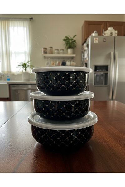 ALEV EMAYE Luxury Enamel 3 Size Storage Container, Airtight Enamel Storage Co...