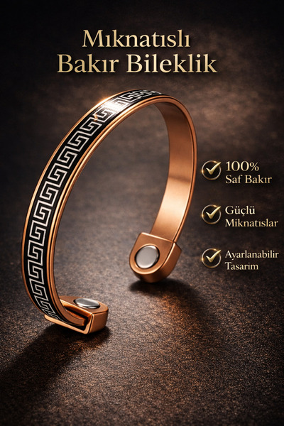 İyyaKee Manyetik Saf Bakır Bileklik Ayarlanabilir Mıknatıslı Model Erkek Kadı...