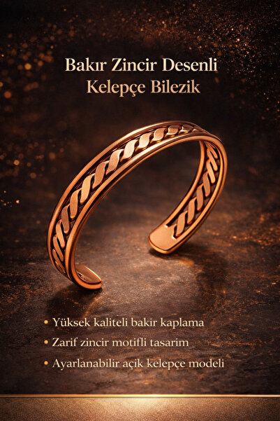İyyaKee Örgü Desenli Saf Bakır Bileklik – Ayarlanabilir Kadın Bakır Bilezik