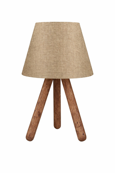 Storish Jarin Tasarım Ahşap Kumaş Başlıklı Abajur Ahşap Kumbeji