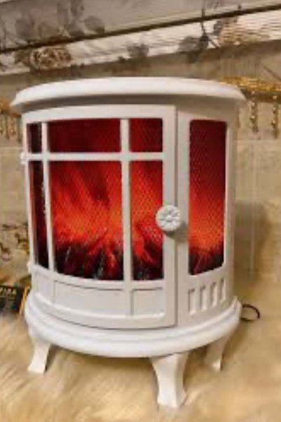Generic White fireplace-shaped light fixture, 31 x 29 cm