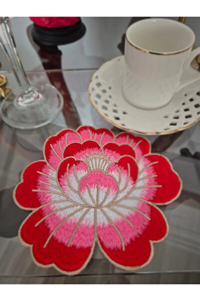 Agbtrend Single Red Rose Embroidered Presentation and Cocktail Napkin