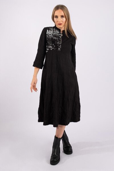 Bold & Young Rochie de damă din bumbac material elastic Kraşlı cu imprimeu neagră