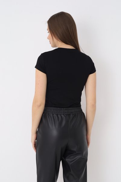 SIR İç Giyim Women's Black Short Sleeve Crew Neck Body