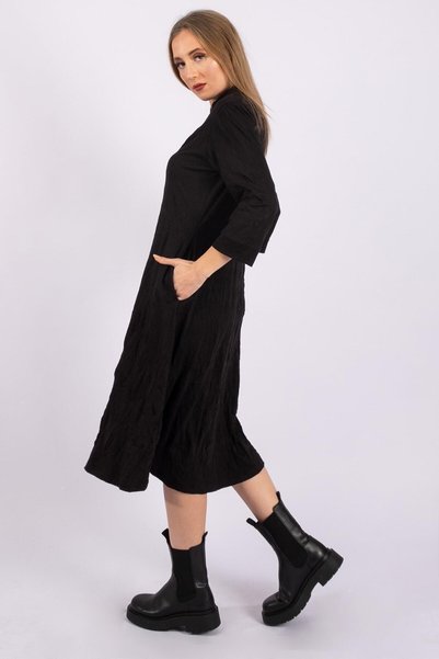 Bold & Young Rochie de damă din bumbac material elastic Kraşlı cu imprimeu neagră