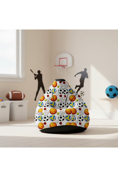 fluffy كرسي بين باج للأطفال بتصميم كرات رياضية متعدد الألوان – مريح ومرح