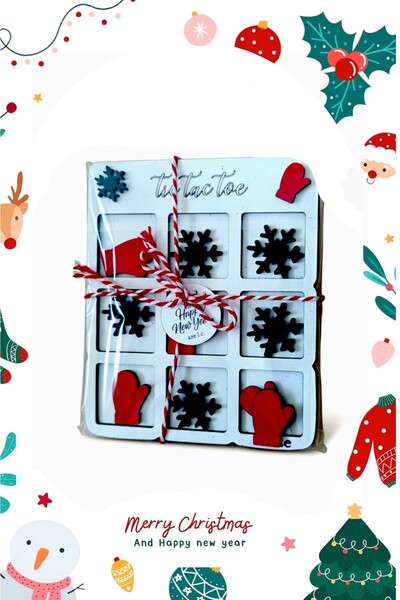 aze kids Magic New Year Yılbaşı Temalı XOX Tic Tac Toe | Ahşap Zeka Oyunu & Yeni Yıl Hediyesi