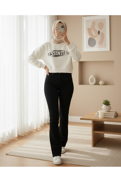 Modamorfo Crop Sweat pentru femei cu imprimeu - 31564SWT