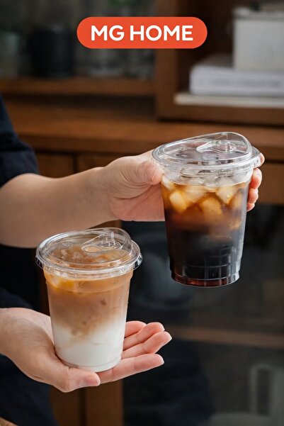 VENON 100 Adet 350 Cc 📢 KLİPS KAPAKLI BARDAK 🍹Plastik Bardak Limonata Soğuk...