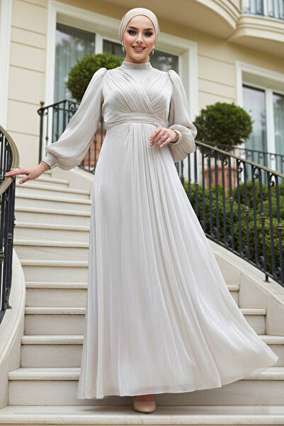 Neva Style Drape Detailed Stone Hijab Evening Dress 50921Tas