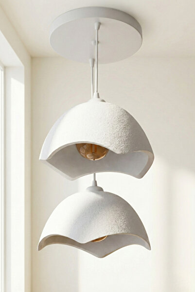 Oxyteez İkili Beton Görünümlü Şapka Avize Sarkıt Mutfak Salon Yemek Odası İçi...