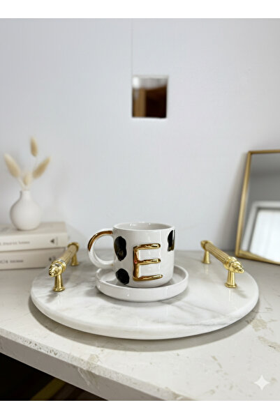 Deniz Kızı Seramik Letter E Handmade Ceramic Cup