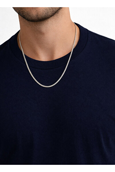 Siset Gümüş 925 Ayar Rodyum Kaplama 2,5 mm Ezme İtalyan Balık Sırtı Erkek Güm...