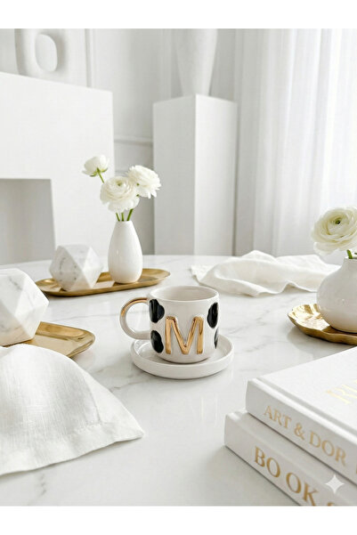 Deniz Kızı Seramik Letter m Handmade Ceramic Cup