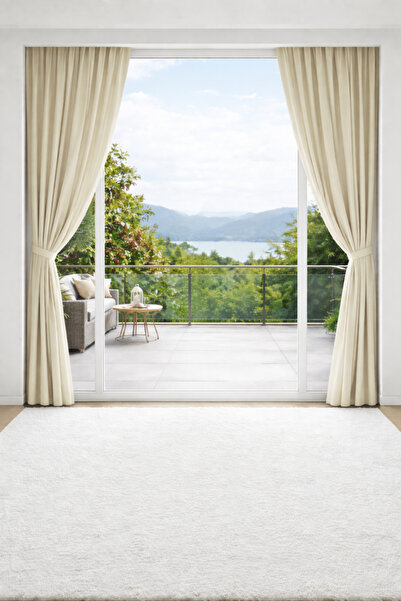 MZN Home Düz Sade Kenarlı Vintage Bej Keten Perde – Korniş/Halkalı, %100 Doğa...