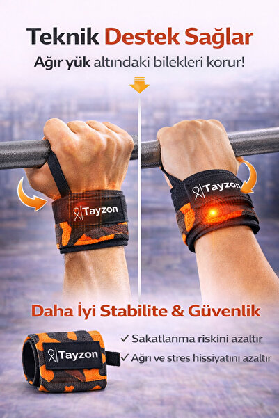 Tayzon Wrist Wraps Fitness Ağırlık Bilekliği – Crossfit Bilekliği, Halter ve Bench Press Bileklik Desteği