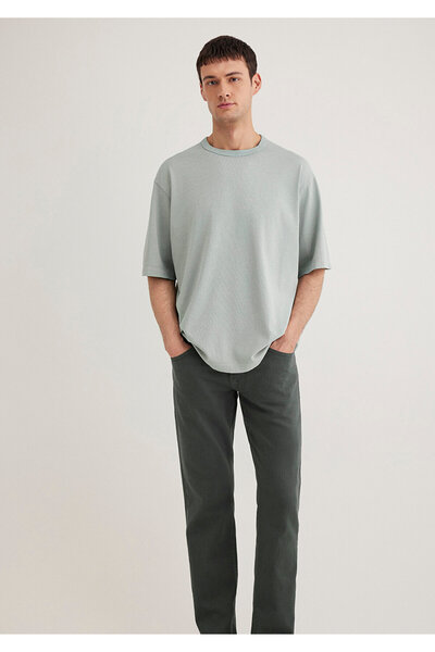 Mavi Yeşil Basic Tişört Loose Fit / Bol Rahat Kesim 0612595-70148