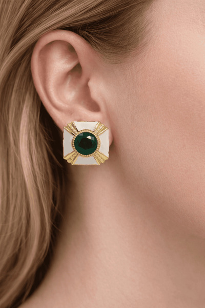 Feyz Tasarım أقراط مربعة من الزمرد