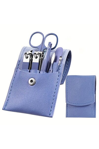 Choice حقيبة سفر زرقاء ملونة محمولة - طقم مانيكير مع مقص أظافر، ومقص جلد الأظ...