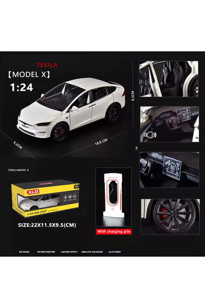 Choice سيارة تسلا إكس جديدة بمقياس 1:24، نموذج محاكاة من سبيكة معدنية، مزودة ...