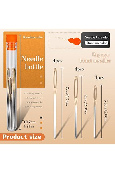 Choice من 1 إلى 12 قطعة من إبر التطريز ذات العيون الكبيرة غير الحادة، مع أداة...