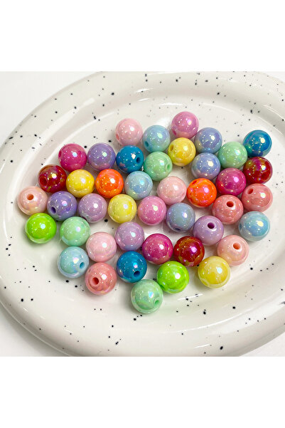 Choice8 14mm Mixed Color C 50pcs 50pcs 10mm-14mm Acrylic Round Beads AB Color...