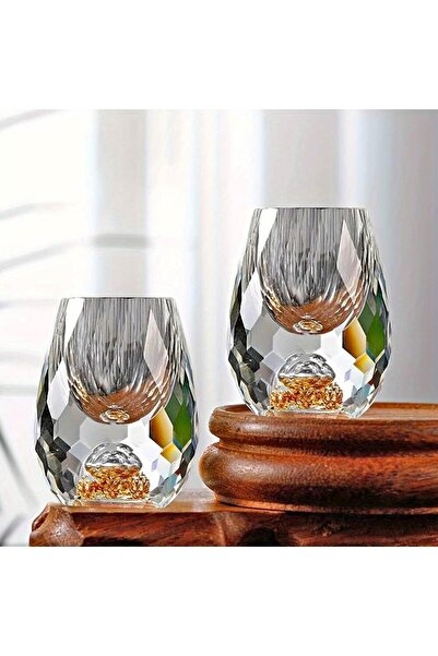 Choice كأس صغير فاخر من الكريستال الذهبي، سعة 15 مل، قطعتان أو 6 قطع، مصنوع يدويًا بدقة متناهية.