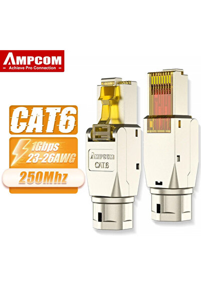Choice موصل CAT6 AMPCOM RJ45 STP، موصلات إنهاء قابلة لإعادة الاستخدام بدون أد...