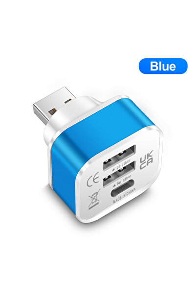 Choice محول USB صغير أزرق اللون، موزع USB ثلاثي المنافذ، ملحقات كمبيوتر، موزع...