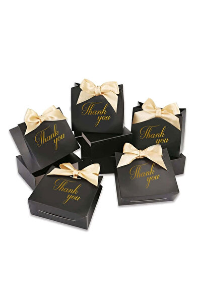Choice ١٠ قطع من أكياس هدايا الشكر السوداء، مقاس ١٢٫٥×٤٫٥×١٠ سم، متوفرة بأحجا...