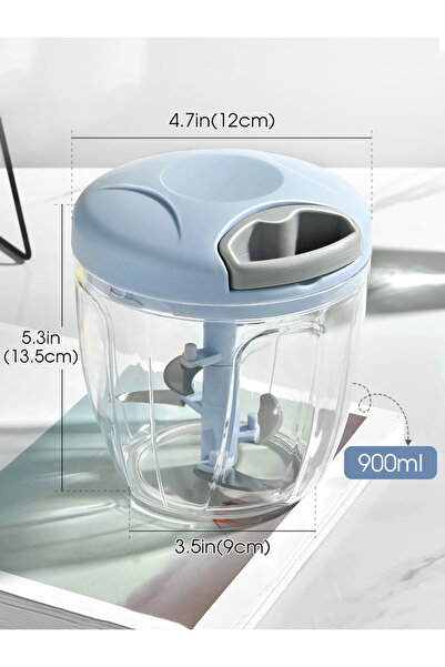 Choice مطحنة زنجبيل يدوية منزلية للمطبخ سعة 900 مل، لون أزرق سماوي، مطحنة ثوم سعة 500 مل/900 مل، بخاخ متعدد الوظائف