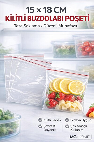 VENON 200 Adet 🧿 15 X 18 Cm 🧿KİLİTLİ POŞET 🧿 Kilitli Torba / Şeffaf / Kili...