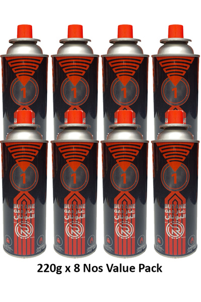 DLC عبوة GO2CAMPS الاقتصادية المكونة من 8 قطع بوزن 220 غرام من خراطيش غاز الب...