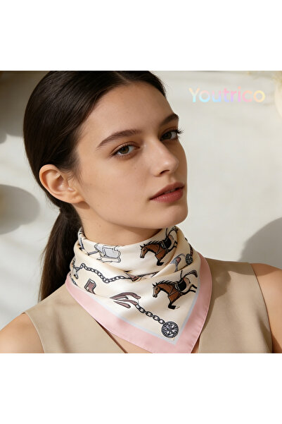 Youtrico أوشحة حريرية طويلة، عصابات رأس، سلسلة أزياء الحصان، 147 سم