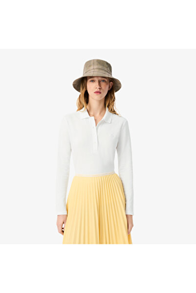 Lacoste Kadın Slim Fit Uzun Kollu Beyaz Polo