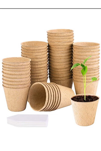 Generic 50 قطعة من أوعية الخث القابلة للتحلل الحيوي مقاس 3.1 بوصة مع 50 ملصقً...