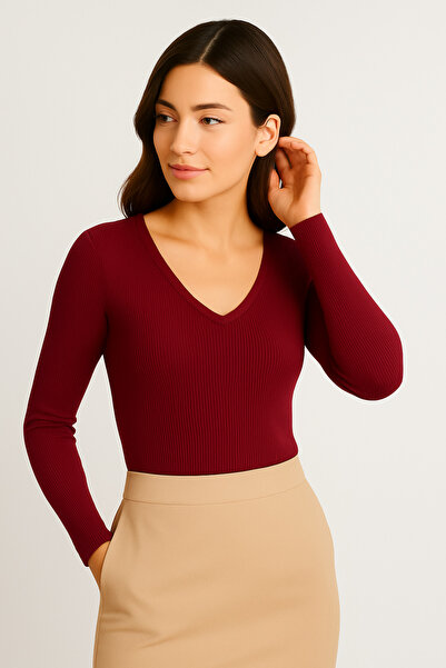 MİO ESTİLO Μπλούζα με μακρύ μανίκι με λαιμόκοψη σε σχήμα V