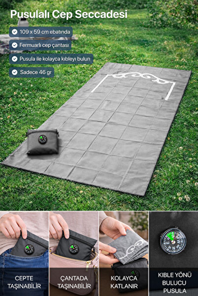 ihvan online Pusulalı Cep Seccadesi - Gri Renk