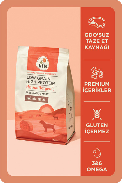 kito Doğal Besi Kuzu Etli Yetişkin Mini Irk Köpek Maması 2.5 Kg (SÜPER PREMİUM MAMA-ADULT MİNİ)