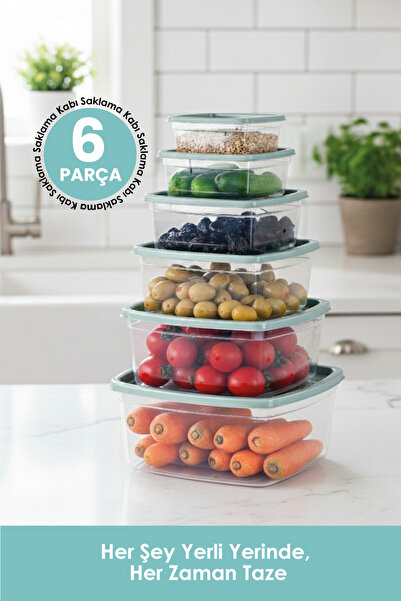 DUO LİNE HAUSEHOLD UTENSİLS 6 قطع من حاويات التخزين المستطيلة متعددة الأغراض