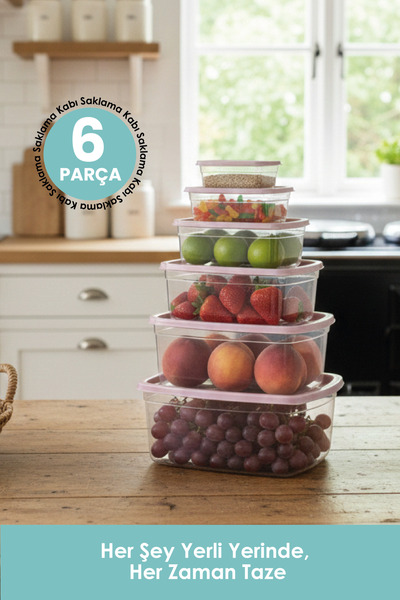 DUO LİNE HAUSEHOLD UTENSİLS 6 قطع من حاويات التخزين المستطيلة متعددة الأغراض