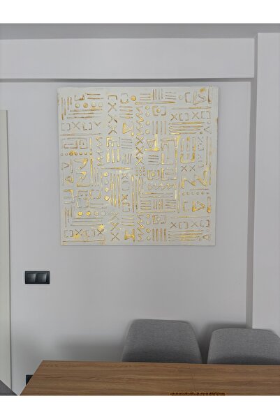 OLA CONCEPT EL YAPIMI Mısır Hiyeroglif 100x100 cm Dokulu Soyut Sanat Tablo Mi...