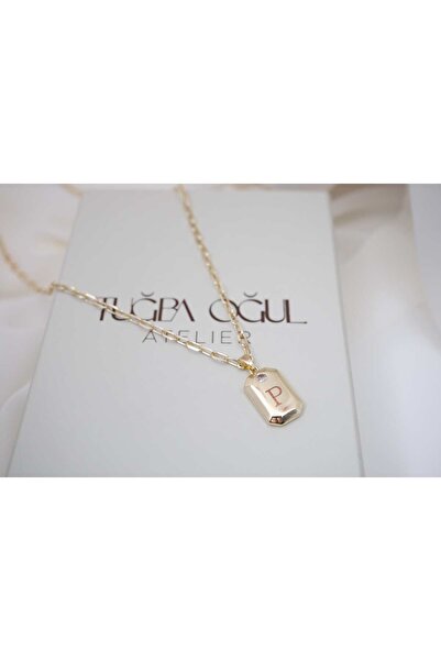 ATELİER TUĞBA Kol113 Vip Harf Gold Necklace - 50 cm + 5 cm Extension