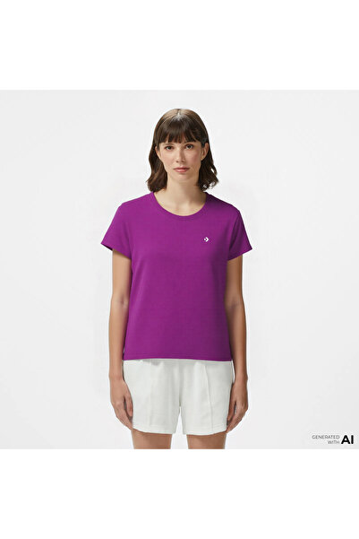 Converse Classic Kadın Slim Fit Cropped Mor T-Shirt
