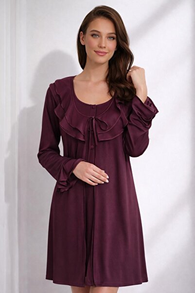 AYYILDIZ 3415 Set cămașă de noapte pentru maternitate prune