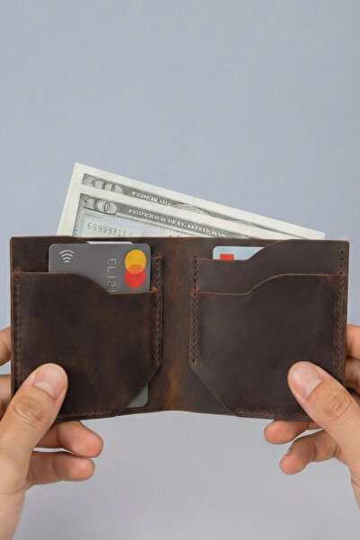 luvo محفظة من الجلد الحقيقي مصنوعة يدويًا من الجلد الطبيعي الفاخر وخياطة إيطا...