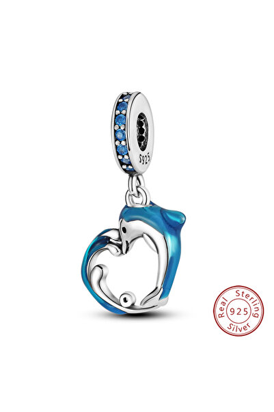 Choice KJC069 خرزات فضية أصلية عيار 925 متوهجة باللون الأزرق على شكل حوت، قرش...